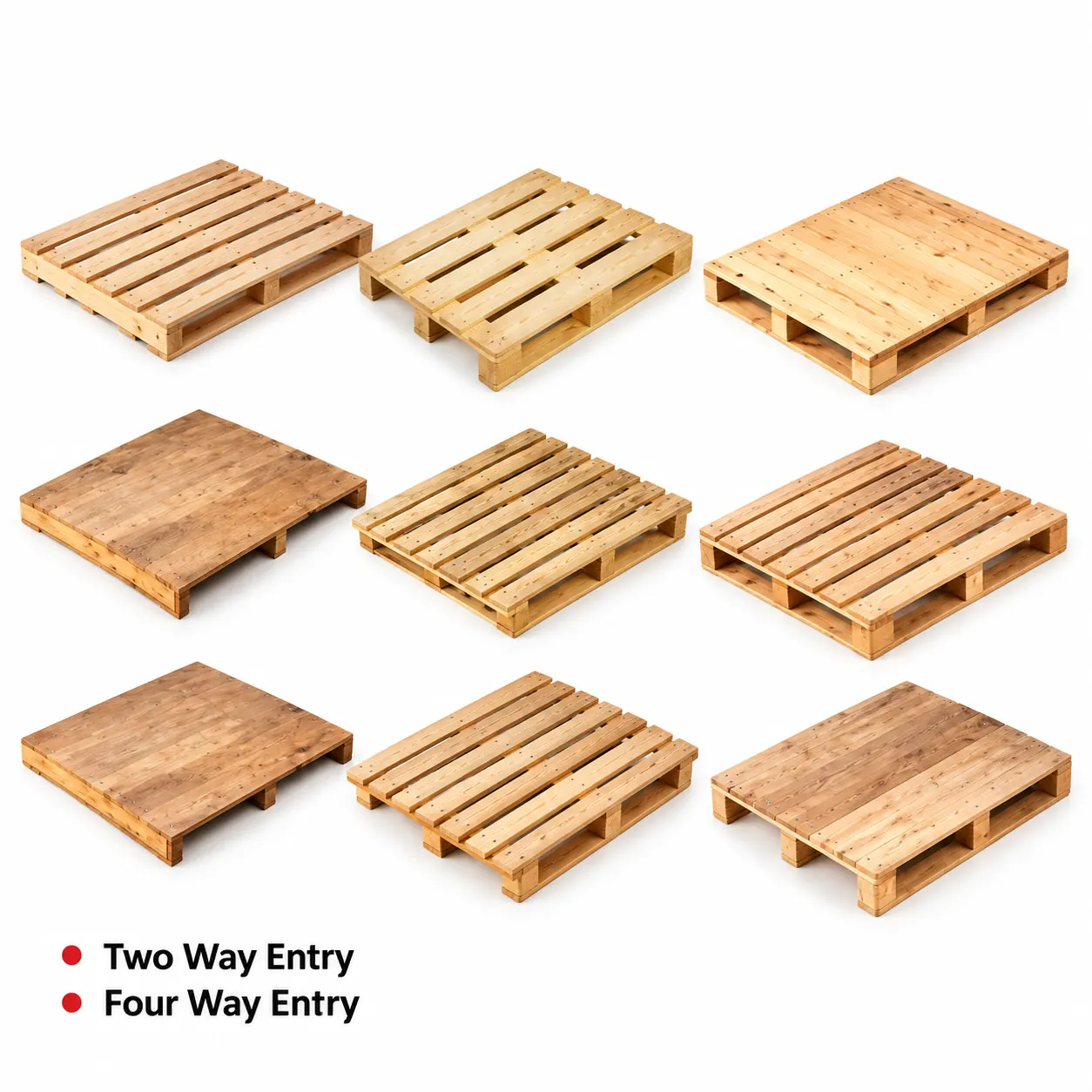 Sembilan model pallet kayu two way entry dan four way entry